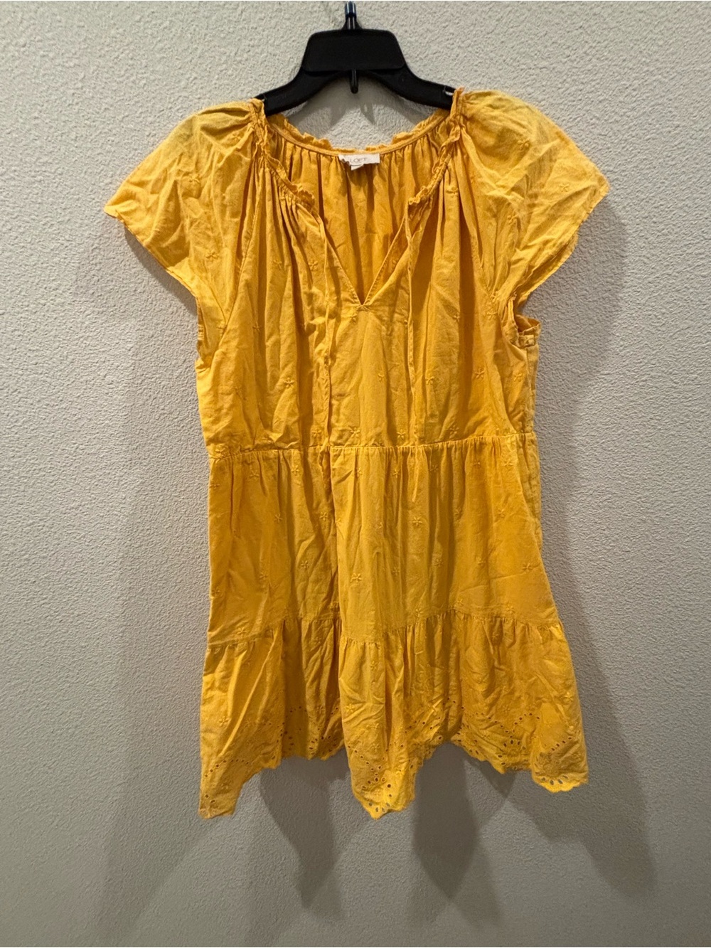 LOFT Bright Mustard Ruffled Neck Dress